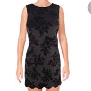 Women’s black velvet floral cocktail dress